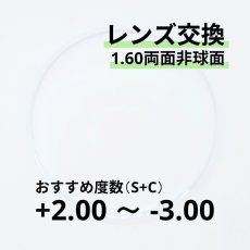 画像1: 1.60両面非球面レンズ交換　おすすめ度数+2.00〜-3.00　乱視が強く歪みが気になる方におすすめ (1)